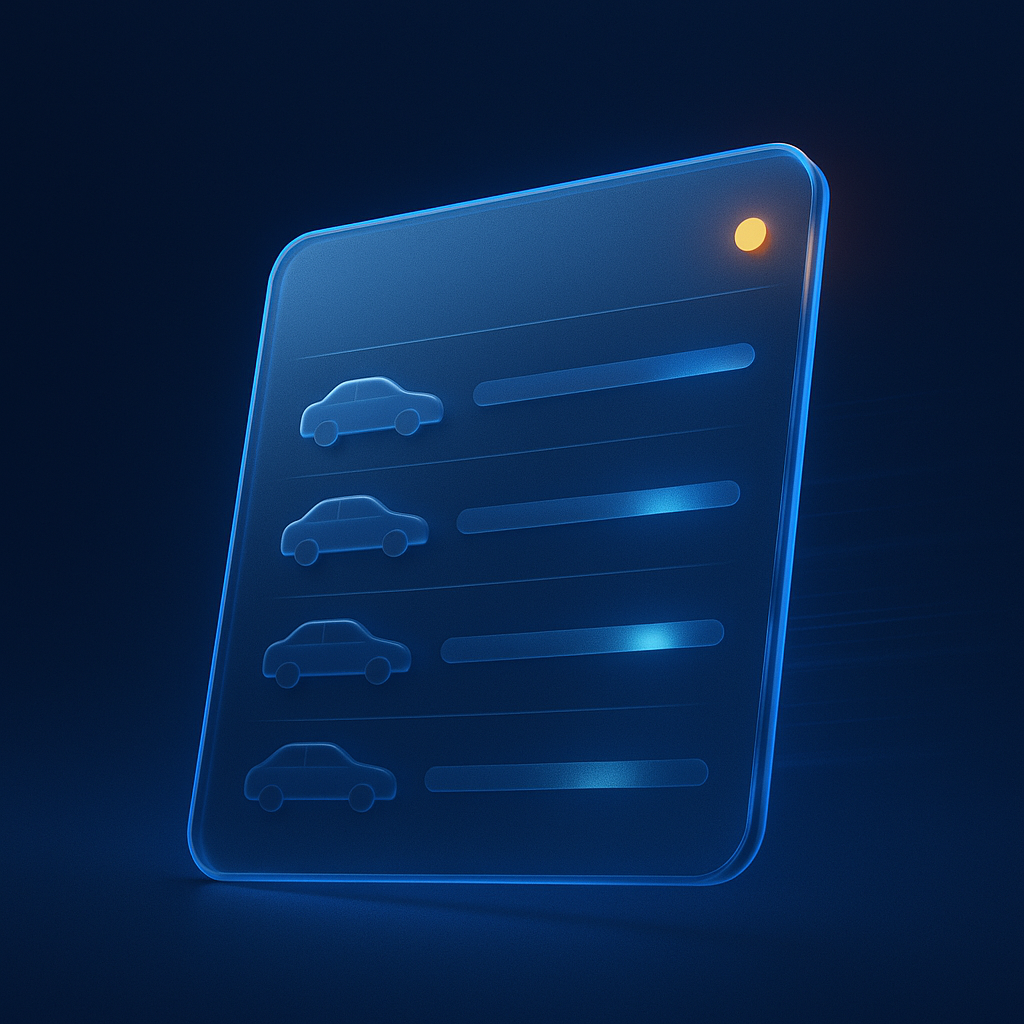 A floating dashboard panel showing a pipeline of vehicle deals, with a live indicator pulse — representing leads landing in the EZLeads CRM.